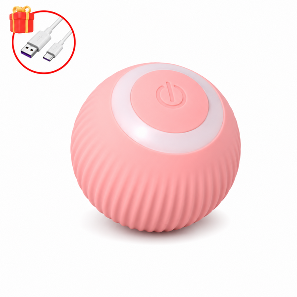 Pelota interactiva para perros con movimiento automático color rosa